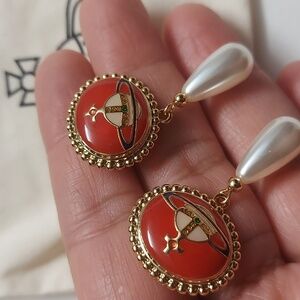 Vivienne Westwood Gold and Red Drop Earrings